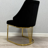 Cannes Black/Gold Plush Velvet Dining Chair