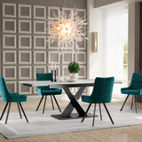 Toronto 140-180cm White Ceramic Marble Extending Dining Table With Velvet Dining Chairs