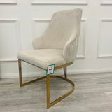 Cannes Cream/Gold Plush Velvet Dining Chair