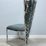 Posidon High Back Grey/Chrome Plush Velvet Dining Chair