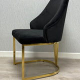 Cannes Black/Gold Plush Velvet Dining Chair