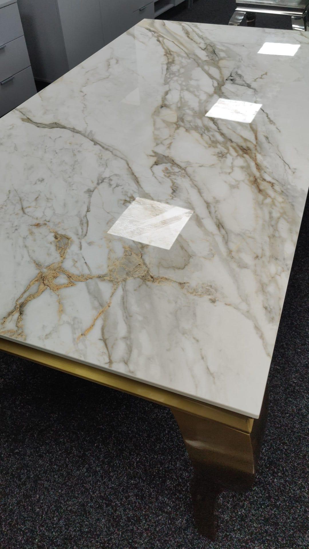 Mayfair 180cm Ceramic Marble & Gold Dining Table-Kitchen & Dining Room Tables-ASR-Belmont Interiors