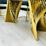 Ravello Black & Gold Marble Dining Table With Porado Gold Chairs