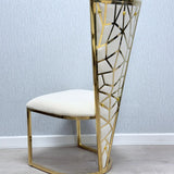 Posidon High Back Cream/Gold Plush Velvet Dining Chair