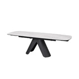 Carrera 160-240cm White Ceramic Marble Side Extending Dining Table - Belmont Interiors