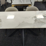 Phoenix 180cm White Ceramic Marble Fixed Dining Table