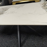 Phoenix 180cm White Ceramic Marble Fixed Dining Table