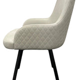 Rose 180º Swivel PU Leather Dining Chair in Light Grey with Black Legs