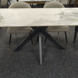 Phoenix 180cm White Ceramic Marble Fixed Dining Table