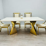 Ravello Cream & Gold Marble Dining Table With Windsor Gold Chairs