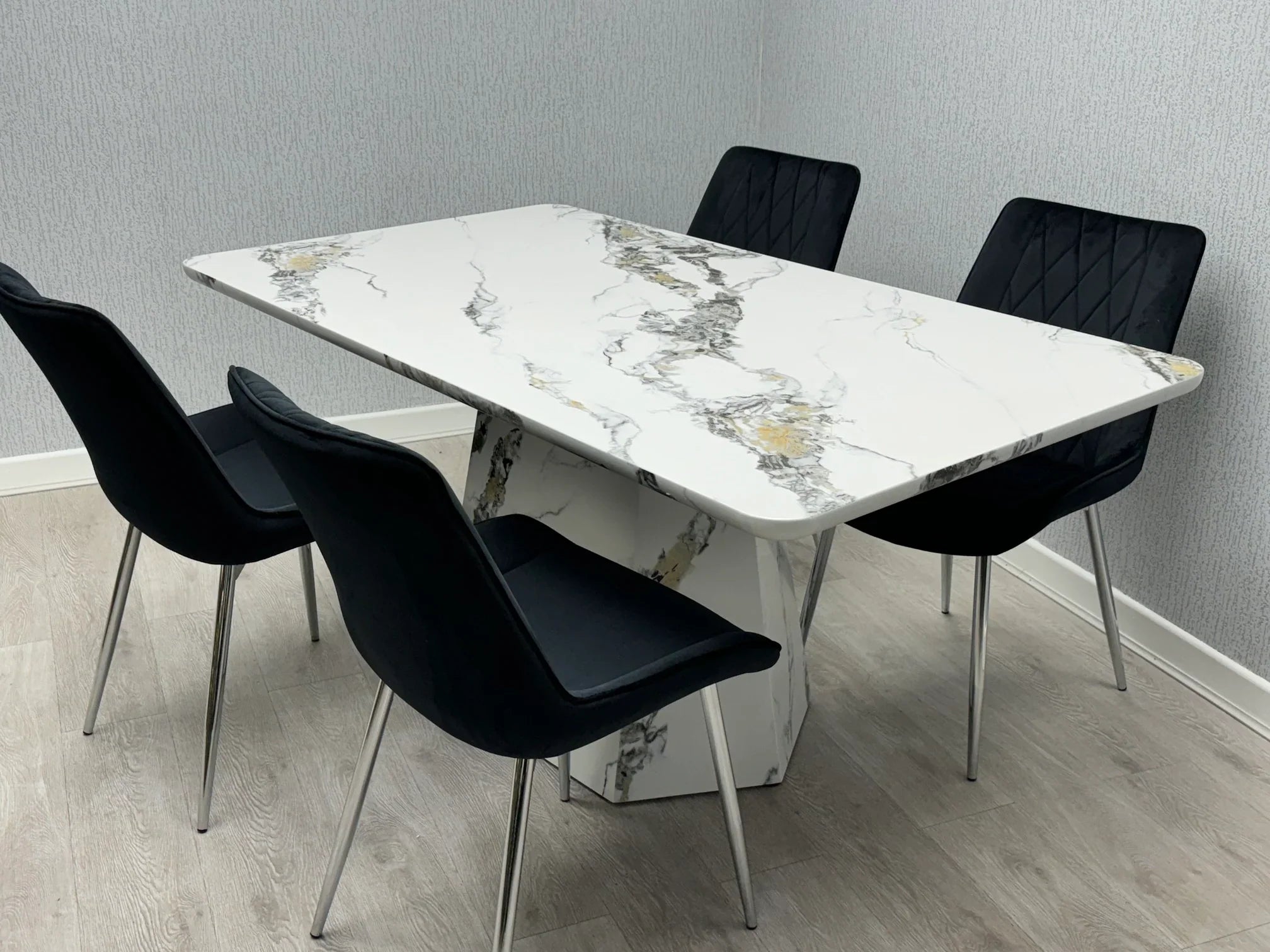 Capri 160cm White Marble Effect Dining Table - Belmont Interiors