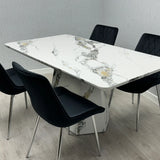 Capri 160cm White Marble Effect Dining Table - Belmont Interiors