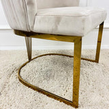 Cannes Cream/Gold Plush Velvet Dining Chair