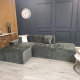 The Atlanta Premium Dark Grey Textured Chenille Corner Modula Sofa Fabric Left Or Right Hand