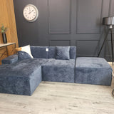 The Atlanta Premium Blue Textured Chenille Corner Modula Sofa Fabric Left Or Right Hand