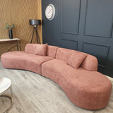 The Miami Wave Large Blush Pink Boucle Premium Sofa Blush Pink Boucle Fabric