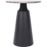 Libra Interiors Clifton II Side Table in Charcoal Black and Travertine - Belmont Interiors