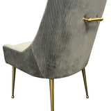 Milan Dark Grey Velvet Dining Chair with Gold Legs an Knocker