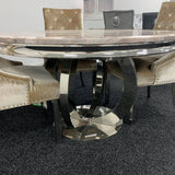 Chelsea 130cm Marble & Chrome Round Dining Table - 5 Colours - Belmont Interiors