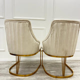 Cannes Cream/Gold Plush Velvet Dining Chair