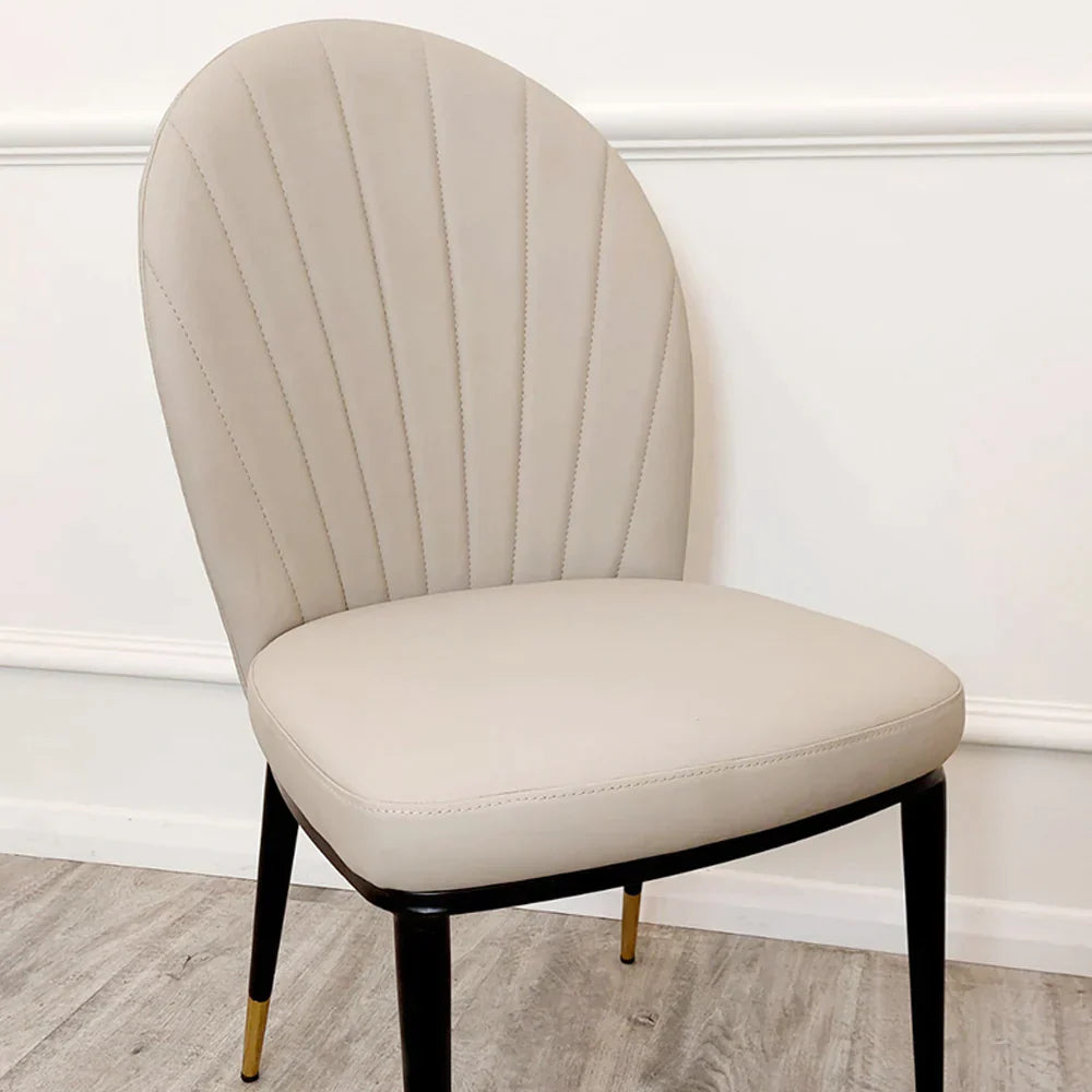 Etta Beige PU Leather Dining Chair - Belmont Interiors