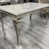 Louis 180cm White Marble Dining Table + Belle Plush Velvet Chairs - Belmont Interiors