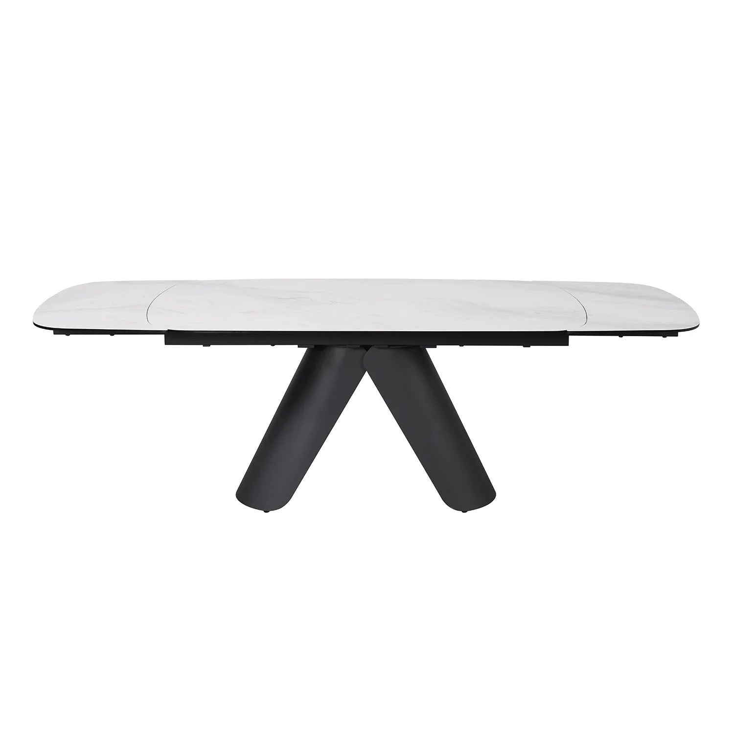 Carrera 160-240cm White Ceramic Marble Side Extending Dining Table - Belmont Interiors