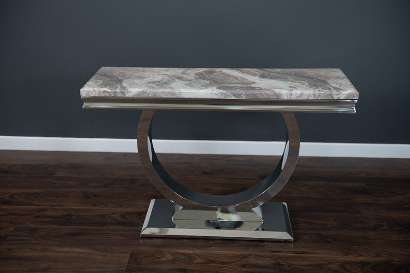 Arianna 120cm Beige Sand Marble Console Table - Belmont Interiors