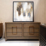 Lucca 6-Drawer Chest of Drawers in Walnut With Gold Handles