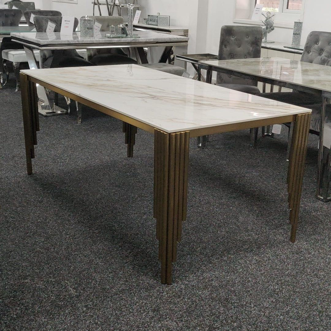 Mayfair 180cm Ceramic Marble & Gold Dining Table-Kitchen & Dining Room Tables-ASR-Belmont Interiors