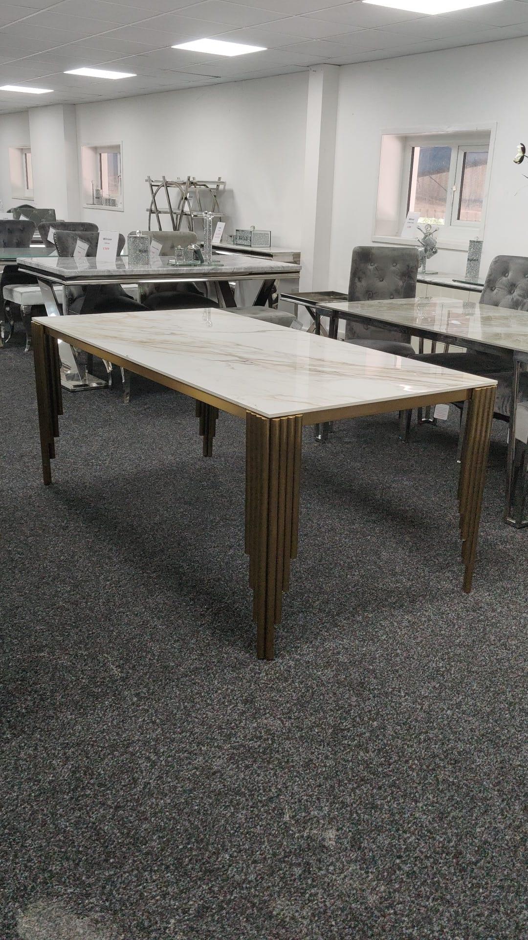 Mayfair 180cm Ceramic Marble & Gold Dining Table-Kitchen & Dining Room Tables-ASR-Belmont Interiors