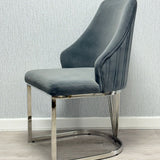 Cannes Grey/Chrome Plush Velvet Dining Chair