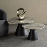 Libra Interiors Clifton II Coffee Table in Charcoal Black and Travertine – Small - Belmont Interiors