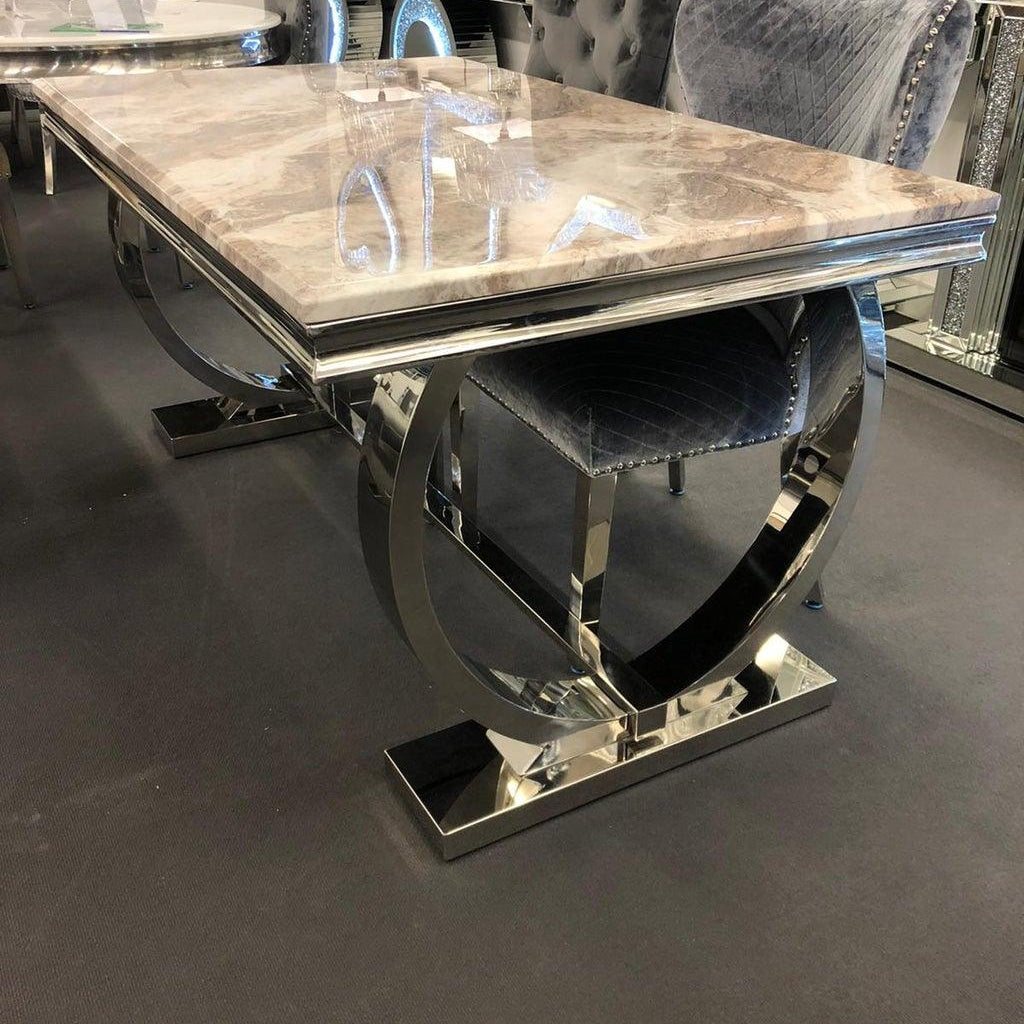 Arianna 150CM Marble & Chrome Dining Table - 4 Colours-Esme Furnishings