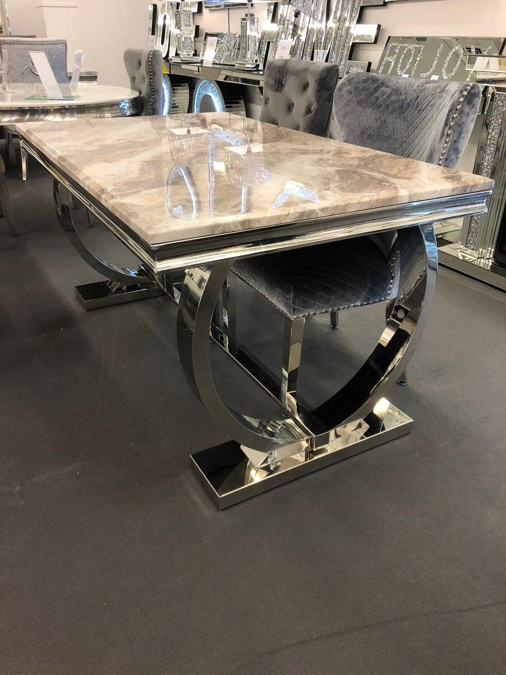 Arianna 150CM Marble & Chrome Dining Table - 4 Colours-Esme Furnishings