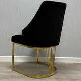 Cannes Black/Gold Plush Velvet Dining Chair