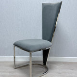 Posidon High Back Grey/Chrome Plush Velvet Dining Chair