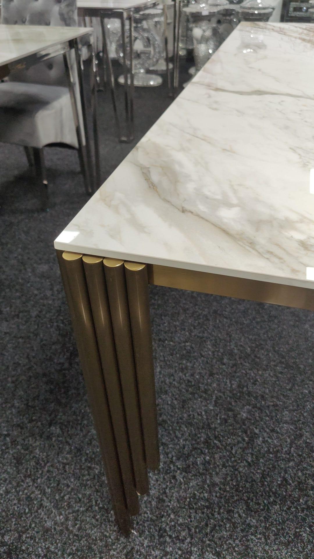 Mayfair 180cm Ceramic Marble & Gold Dining Table-Kitchen & Dining Room Tables-ASR-Belmont Interiors