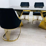 Ravello 180cm Gold Dining Table With Cannes Gold Chairs In 2 Colours