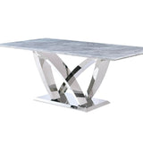 Aria 180cm Grey Marble & Chrome Dining Table