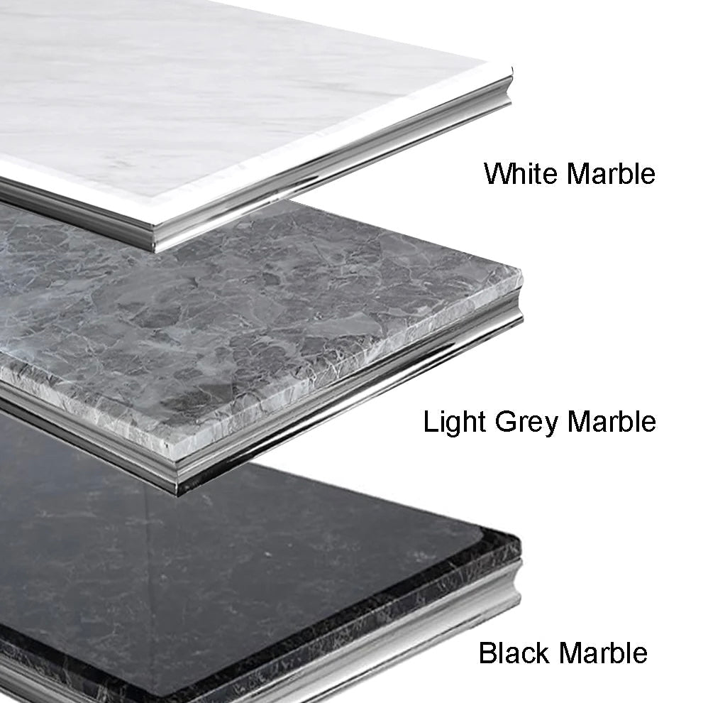 Arianna 180cm Marble & Chrome Dining Table - 5 Colours - Belmont Interiors