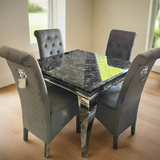 Louis 100cm Square Marble Dining Table + Chairs