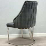 Cannes Grey/Chrome Plush Velvet Dining Chair