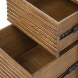 Charlton Ribbed Walnut 2 Drawer Bedside - Walnut by D.I. Designs