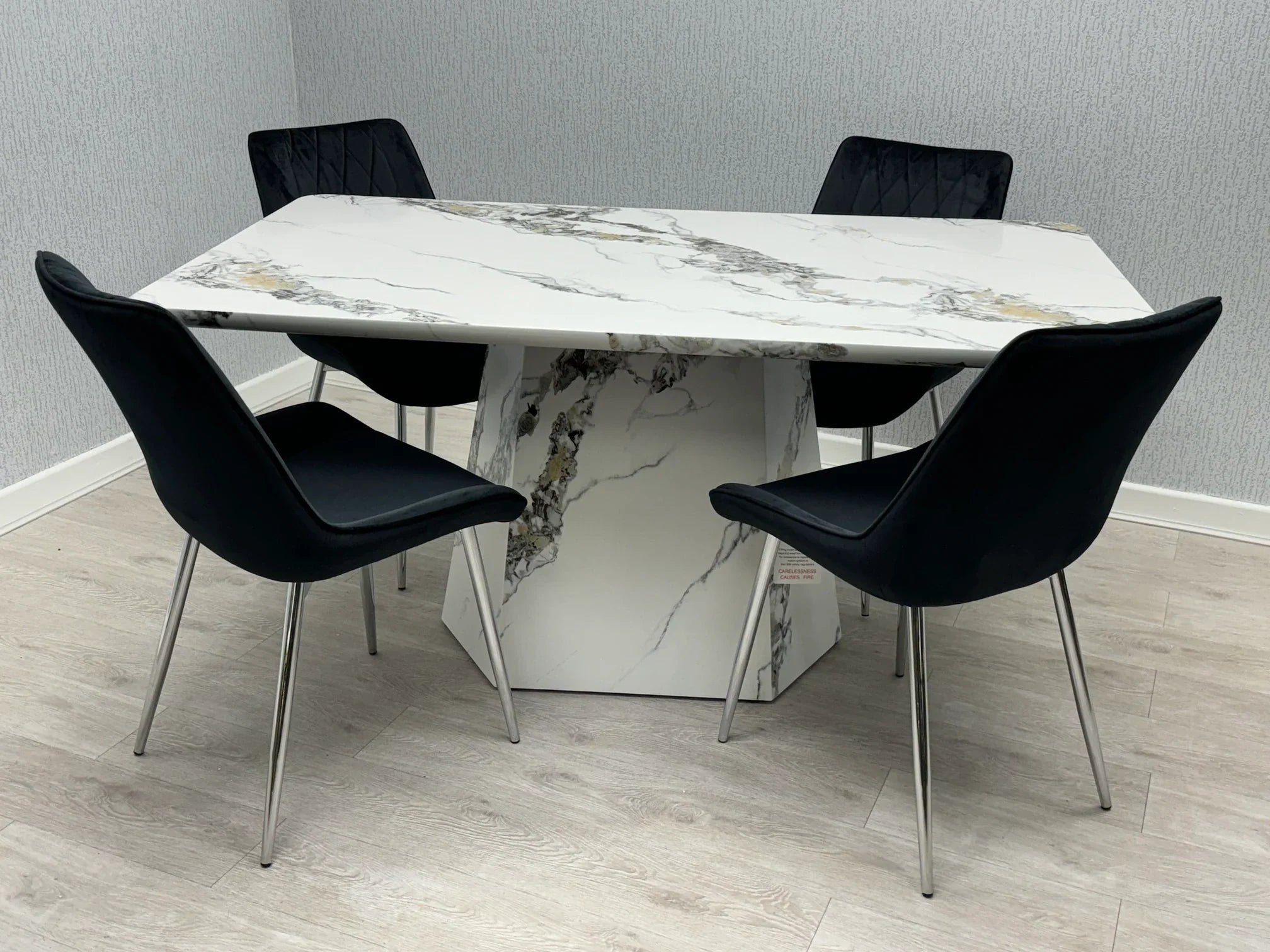 Capri 160cm White Marble Effect Dining Table - Belmont Interiors