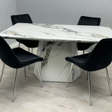 Capri 160cm White Marble Effect Dining Table - Belmont Interiors