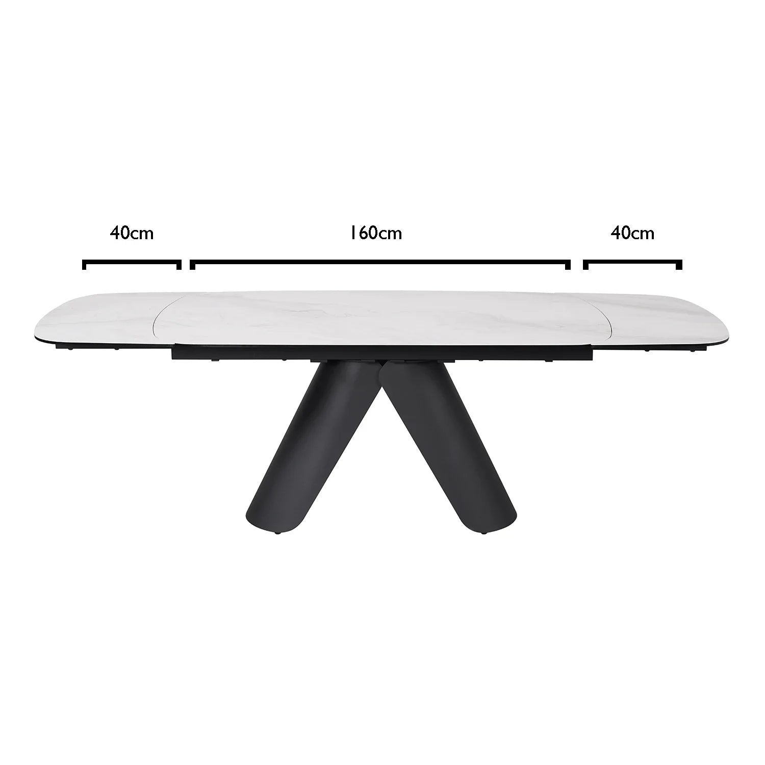 Carrera 160-240cm White Ceramic Marble Side Extending Dining Table - Belmont Interiors