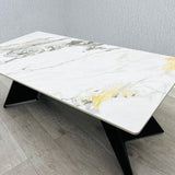 Chicago White Ceramic Coffee Table with Grey and Gold Accents - Belmont Interiors