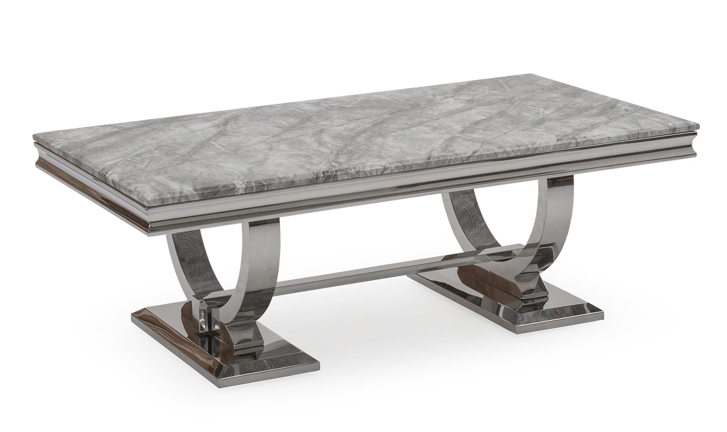 Arianna 130cm White Marble Coffee Table - Belmont Interiors