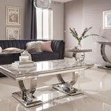 Arianna 130cm White Marble Coffee Table - Belmont Interiors